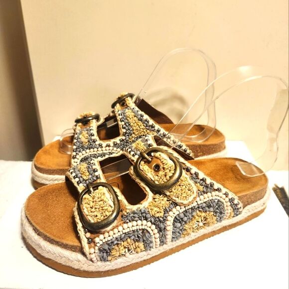 House of Harlow 1960 Beaded/Buckle Slide Sandals Sz.7 Ret $145 - Picture 1 of 8